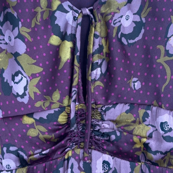 Free People Morning Light Long Sleeve Dress 6 Balloon Sleeve Floral Boho 70s - Picture 5 of 15